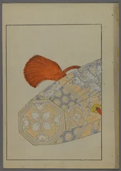Juguetes japoneses, de Unai no tomo (Amigos de un niño) por Shimizu Seifu, 1891-1923. Contenedor octagonal (posiblemente un tambor).
